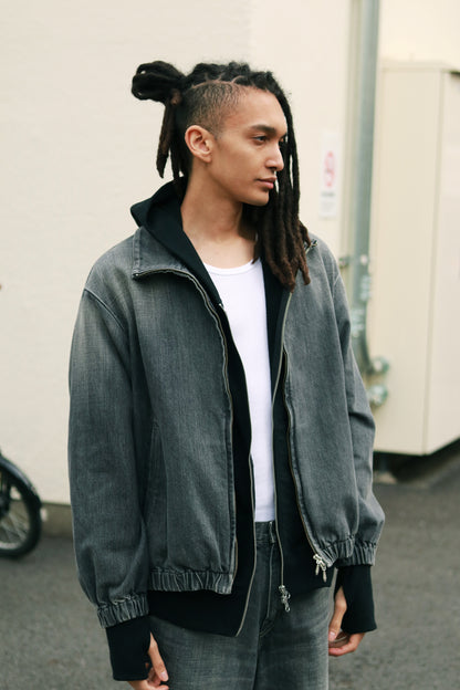 Denim track jacket - Old vintage wash / Mid black