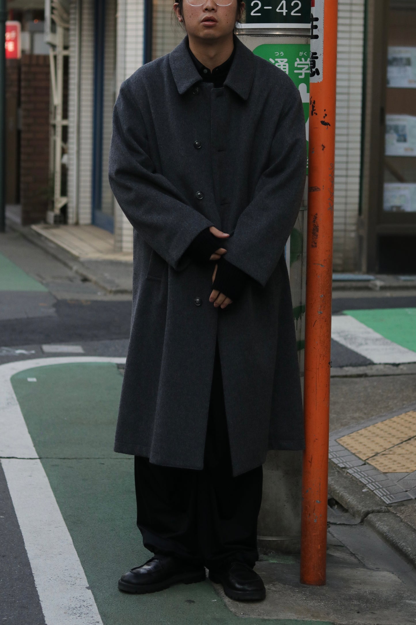 Bal collar coat - Melton / Charcoal