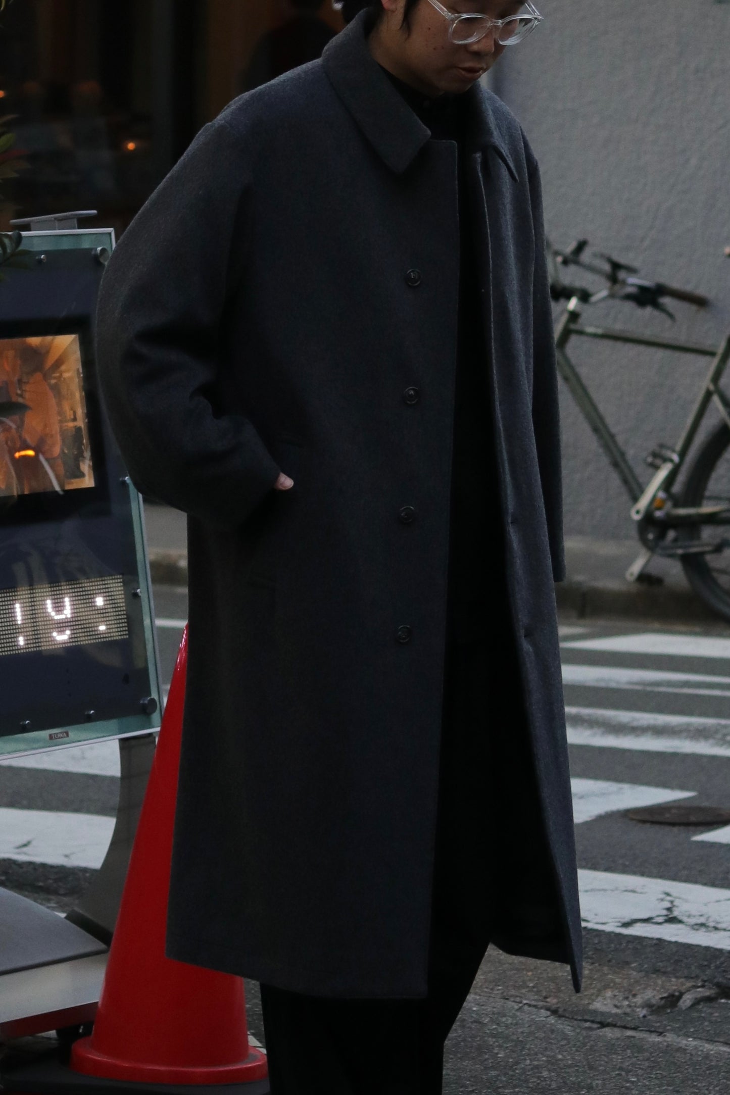 Bal collar coat - Melton / Charcoal