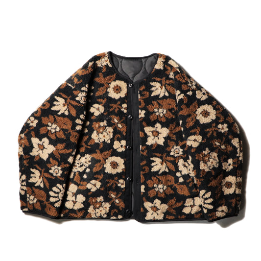 Reversible lining jacket - Jacquard boa / Black flower camo