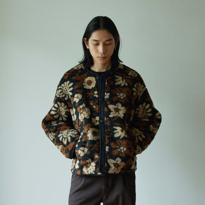 Reversible lining jacket - Jacquard boa / Black flower camo