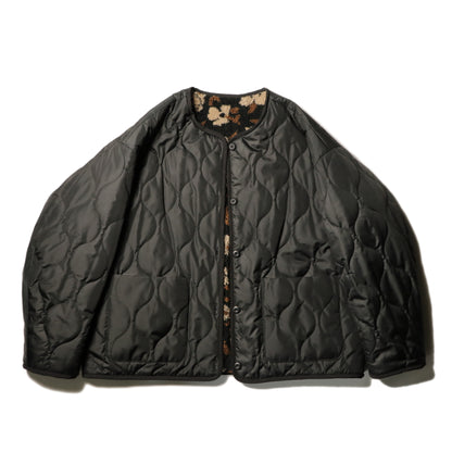 Reversible lining jacket - Jacquard boa / Black flower camo