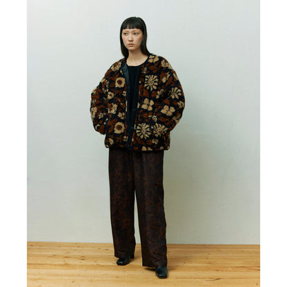 Reversible lining jacket - Jacquard boa / Black flower camo