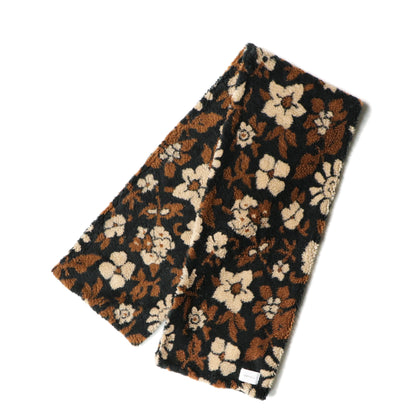 Jacquard boa stole / Black flower camo