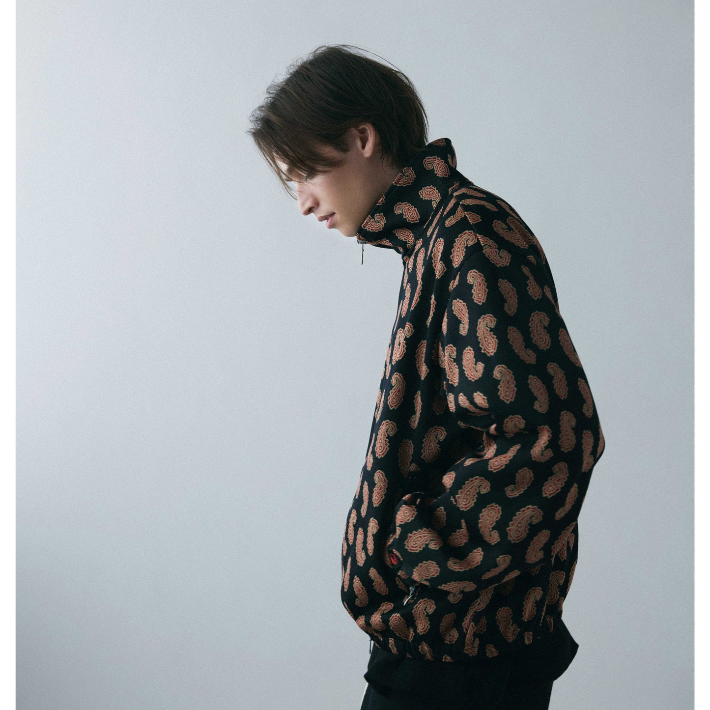 Jersey track jacket - Paisley Jacquard / Black paisley