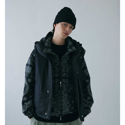 Padded hood vest - Nylon / Black