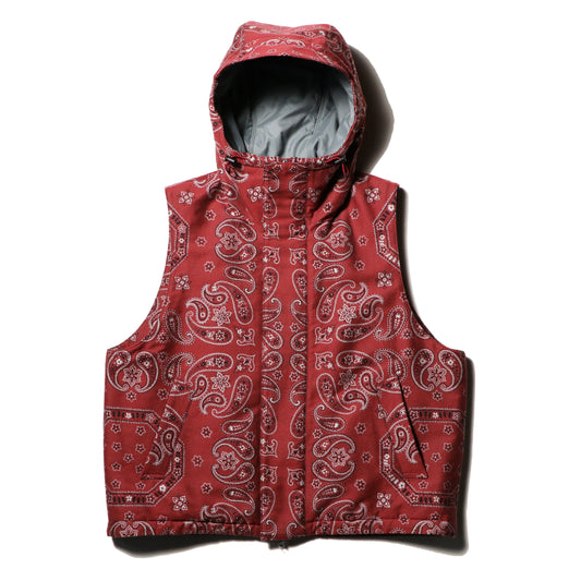 Padded hood vest - Bandana jacquard / Red