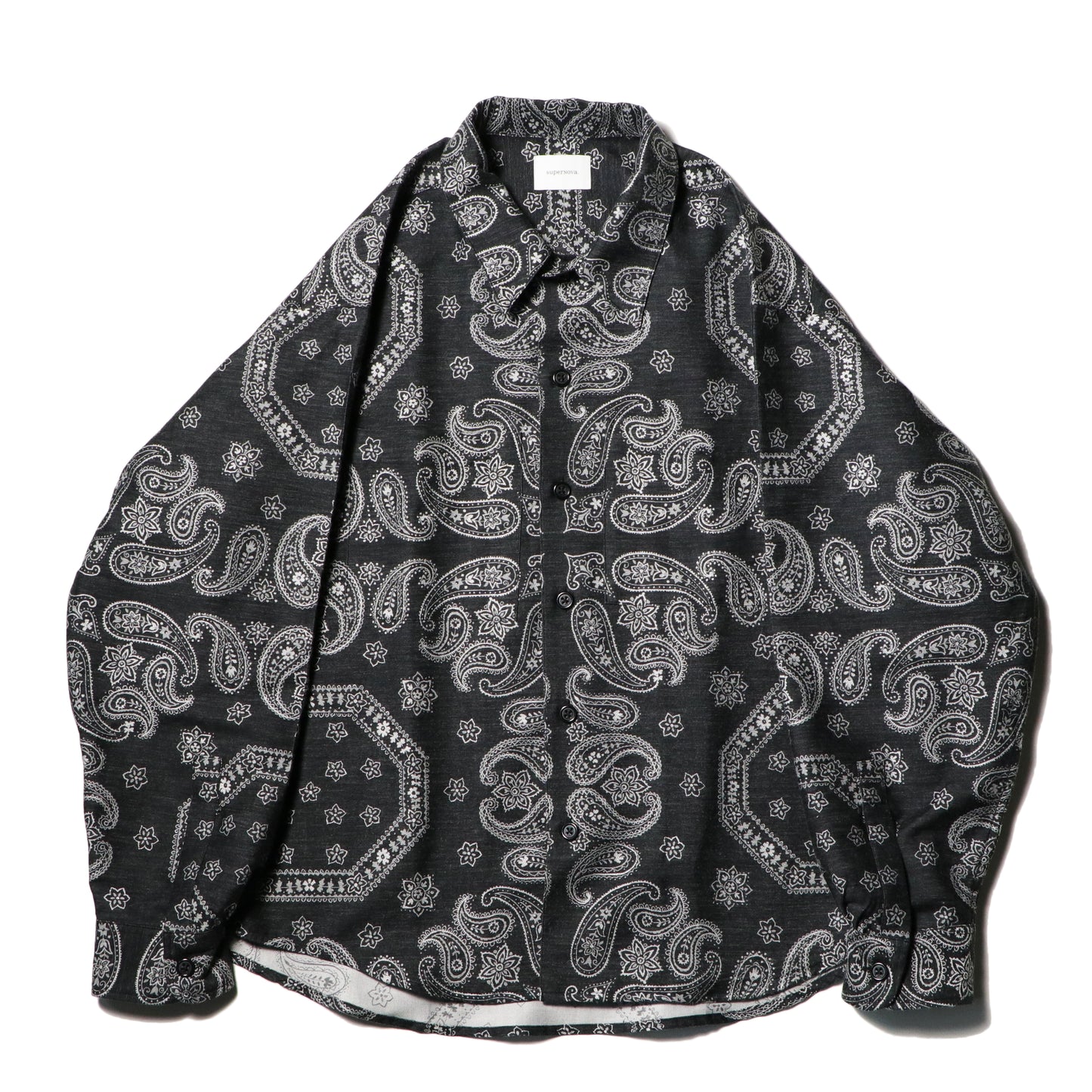 Split yoke big shirt - Bandana jacquard / Black