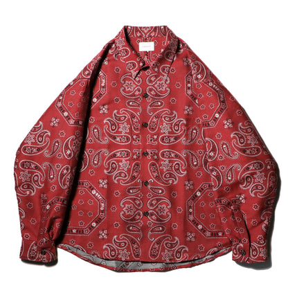 Split yoke big shirt - Bandana jacquard / Red