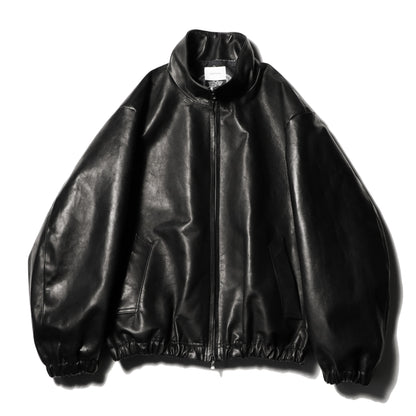 Leather track jacket - Horse hide bandana lining / Black x Black