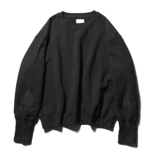 Embroidery crew sweat / Black