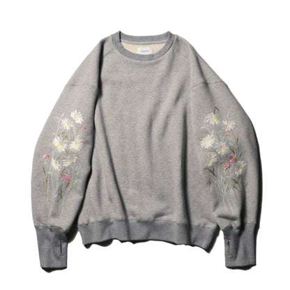 Embroidery crew sweat / Gray