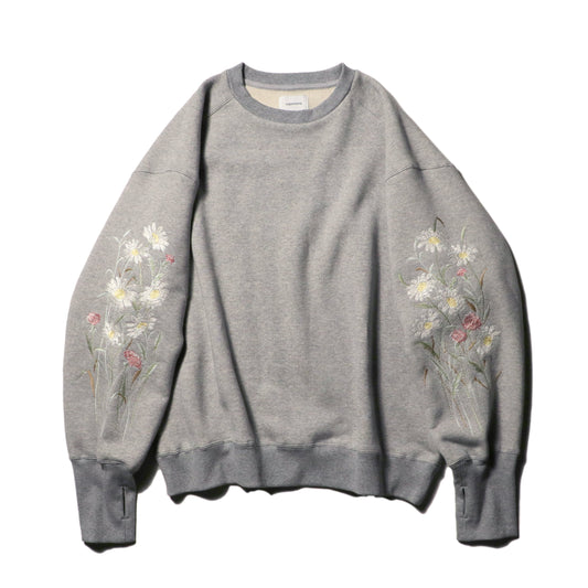 Embroidery crew sweat / Gray
