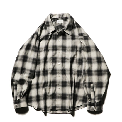 Split yoke big shirt - Ombre check / Gray x Natural