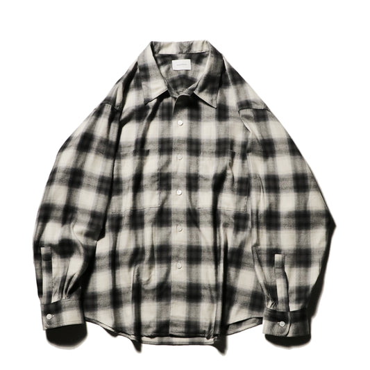 Split yoke big shirt - Ombre check / Gray x Natural