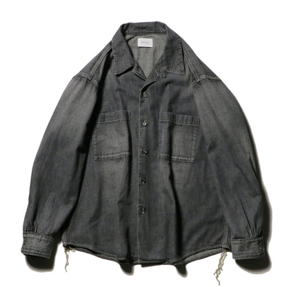 Denim big shirt - Old vintage wash / Mid black