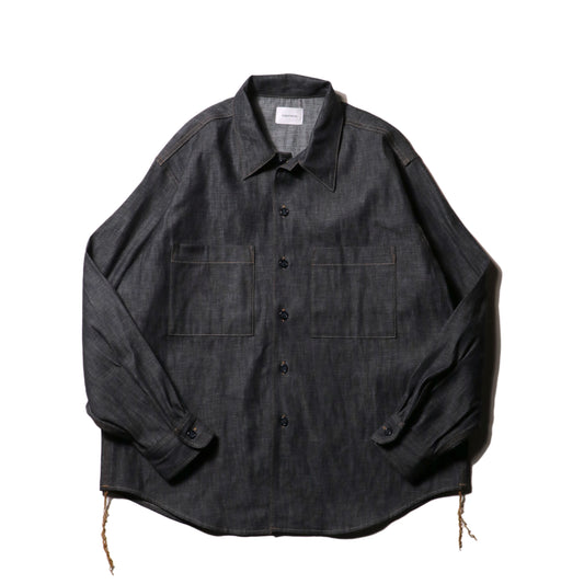 Denim big shirt - Rigid denim  / Indigo
