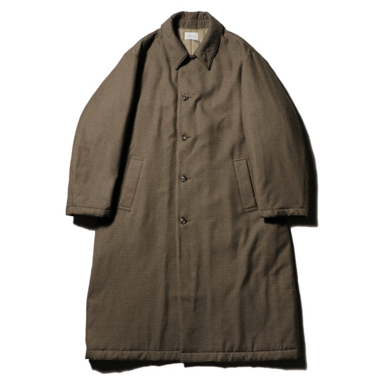 Quilted lining bal collar coat - Gun club check / Brown