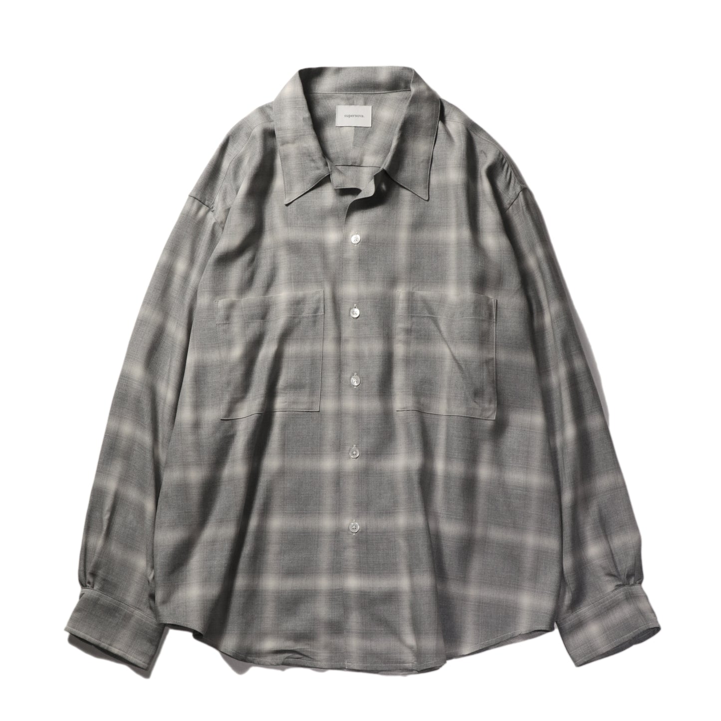Split yoke big shirt - Ombre check / Gray