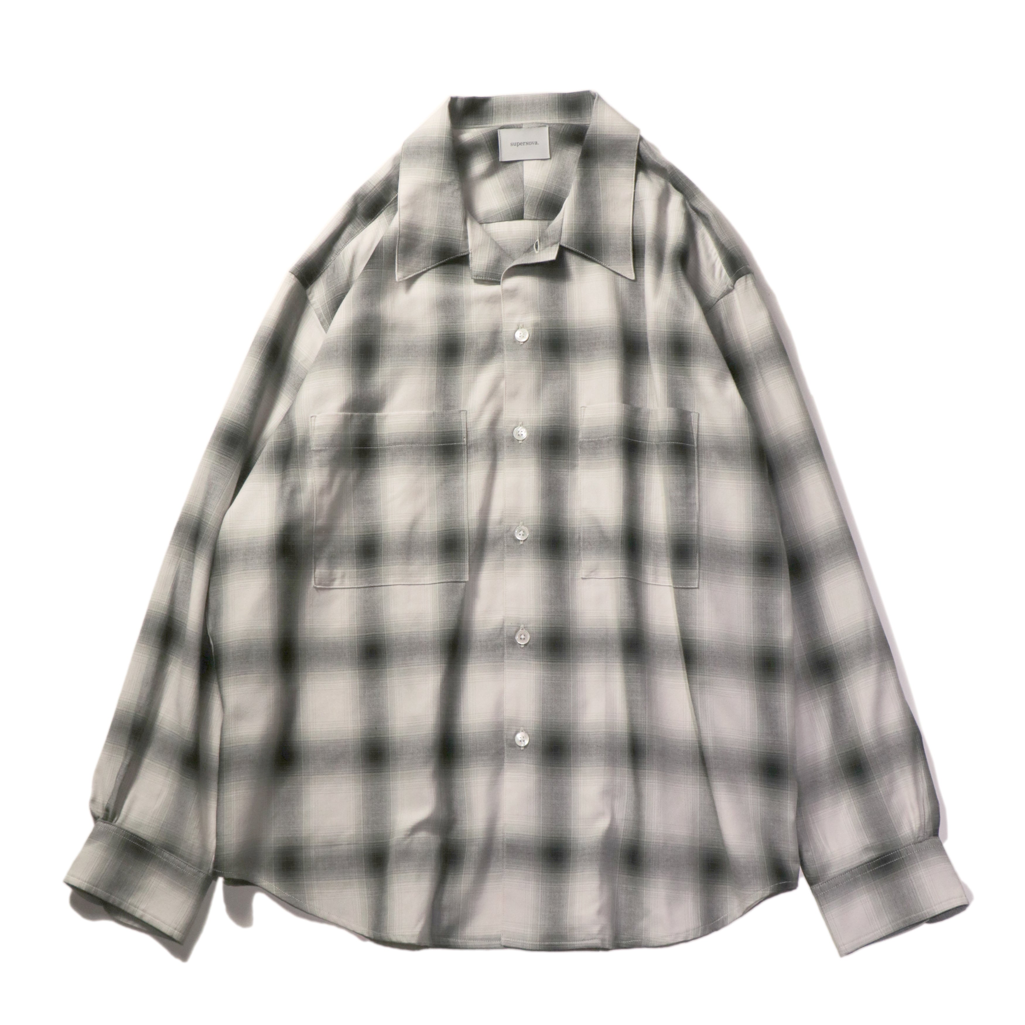 Split yoke big shirt - Ombre check / Natural - SuperNova. online store ...