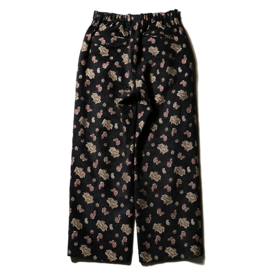 Velvet Jacquard Wide Utility Trousers / Black Paisley