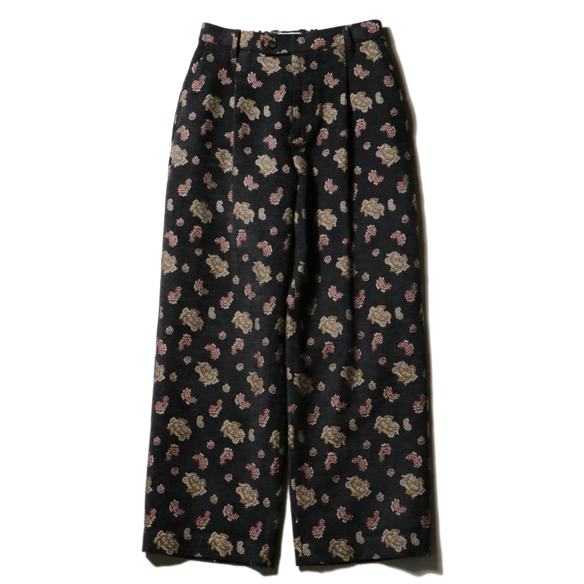 Velvet Jacquard Wide Utility Trousers / Black Paisley