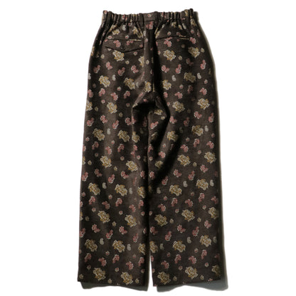 Velvet Jacquard Wide Utility Trousers / Brown paisley