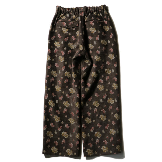 Velvet Jacquard Wide Utility Trousers / Brown paisley
