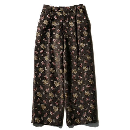 Velvet Jacquard Wide Utility Trousers / Brown paisley