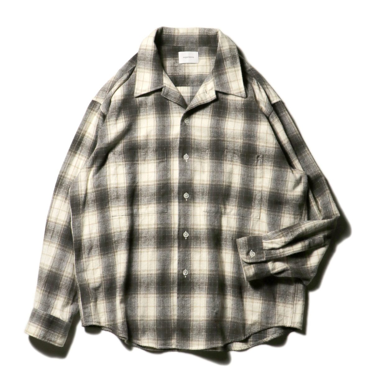 9月中旬発送予定 Ombre Check Flannel Shirt / Natural×Brown