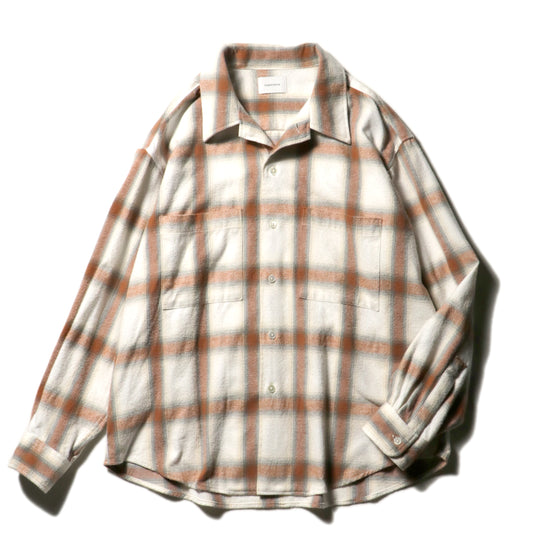 9月中旬発送予定 Ombre Check Flannel Shirt / White×Orange