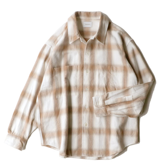 Ombre Check Flannel Shirt / White×Orange