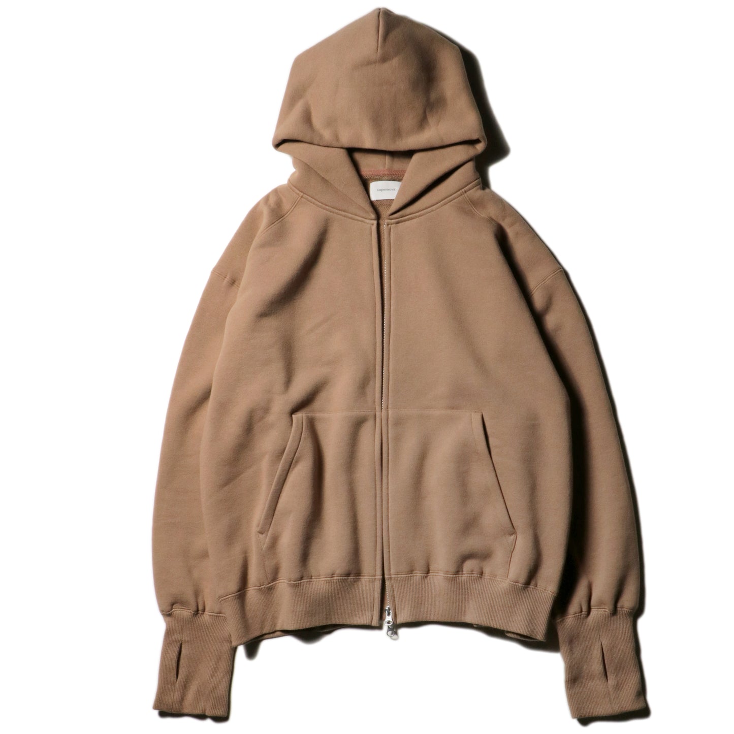Oversized Jacquard Sweat Zip Hoodie / Mocha