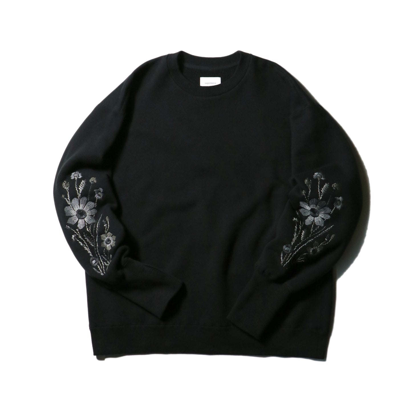 Embroidered Jacquard Crewneck Sweatshirt / Black