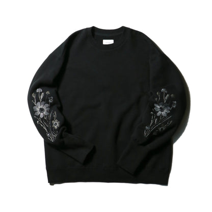 Embroidered Jacquard Crewneck Sweatshirt / Black