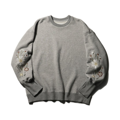 Embroidered Jacquard Crewneck Sweatshirt / Gray