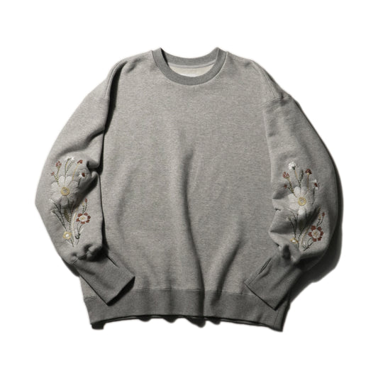 Embroidered Jacquard Crewneck Sweatshirt / Gray