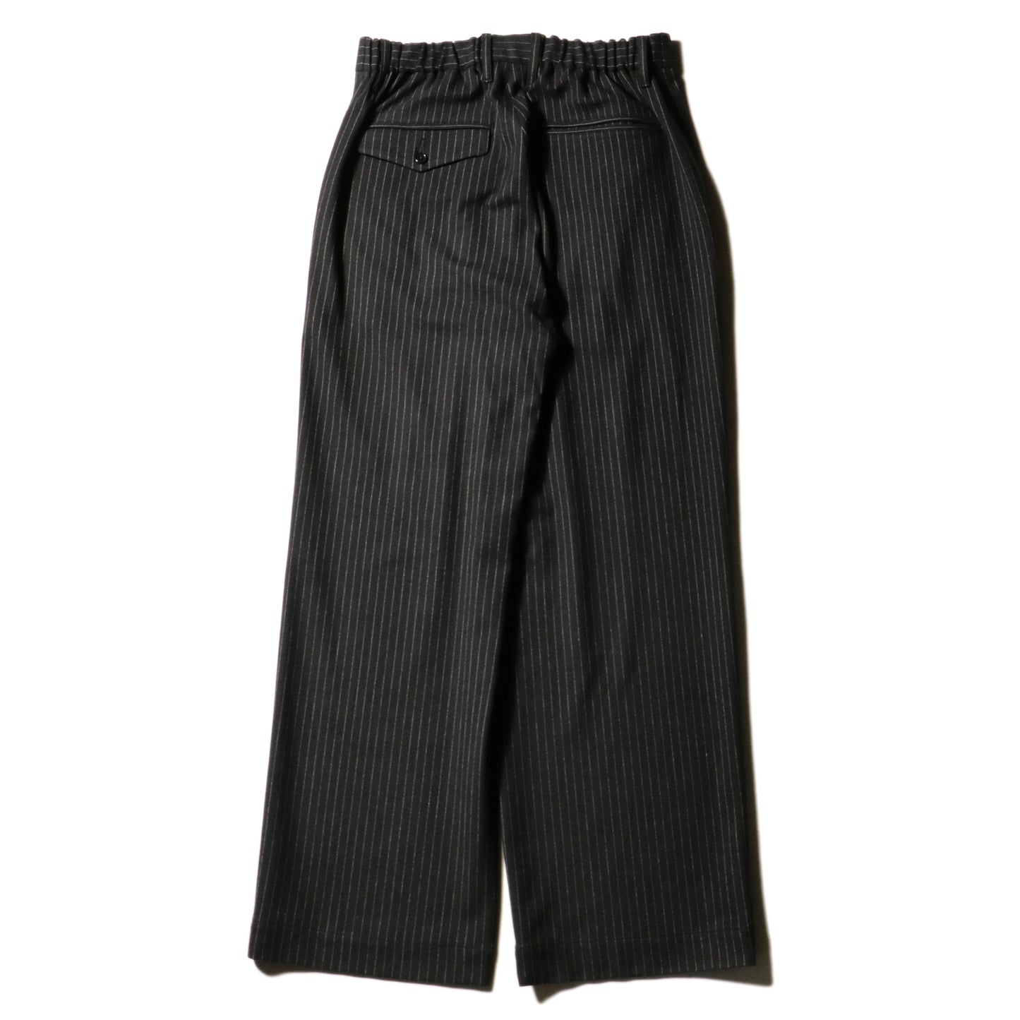 Wide Chalk Stripe Utility Trousers / Black