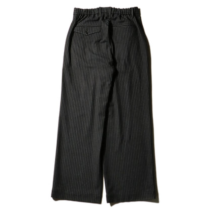 Wide Chalk Stripe Utility Trousers / Black