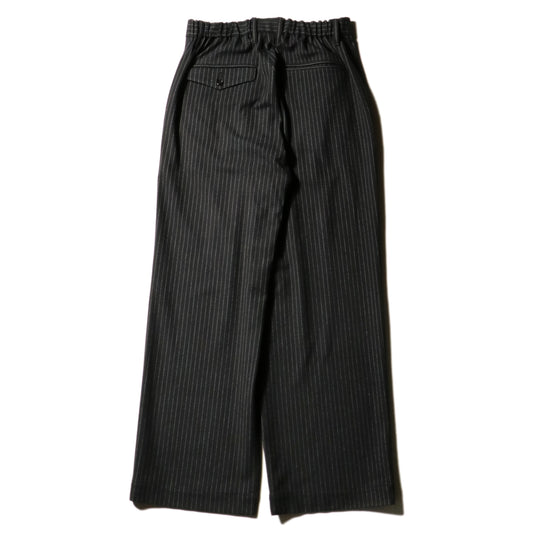 Wide Chalk Stripe Utility Trousers / Black