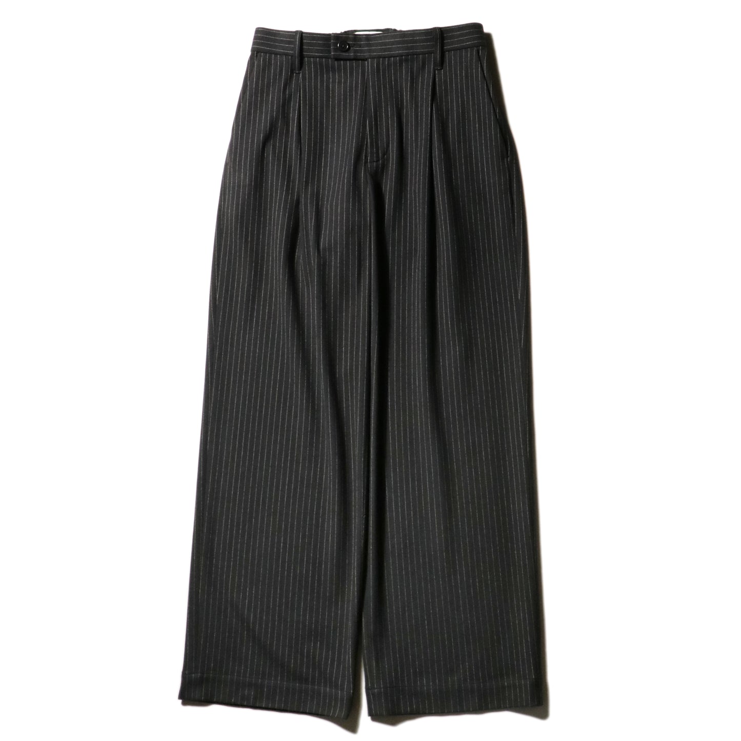 Wide Chalk Stripe Utility Trousers / Black