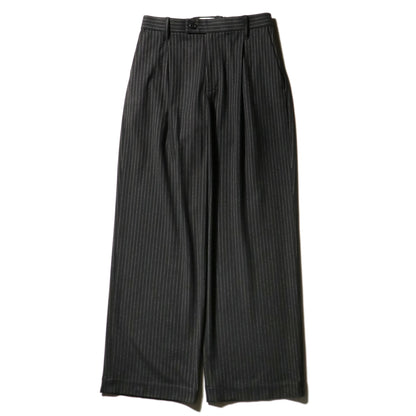 Wide Chalk Stripe Utility Trousers / Black