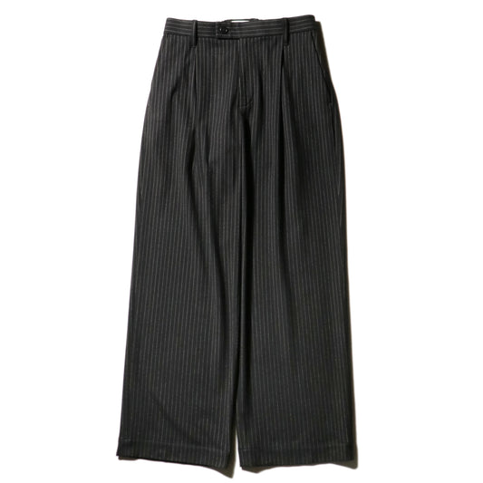 Wide Chalk Stripe Utility Trousers / Black