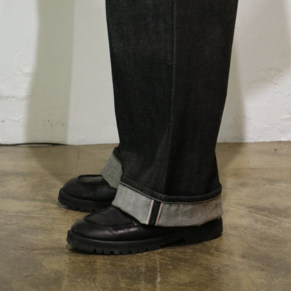 Wide selvedge jeans - Rigid denim / Black
