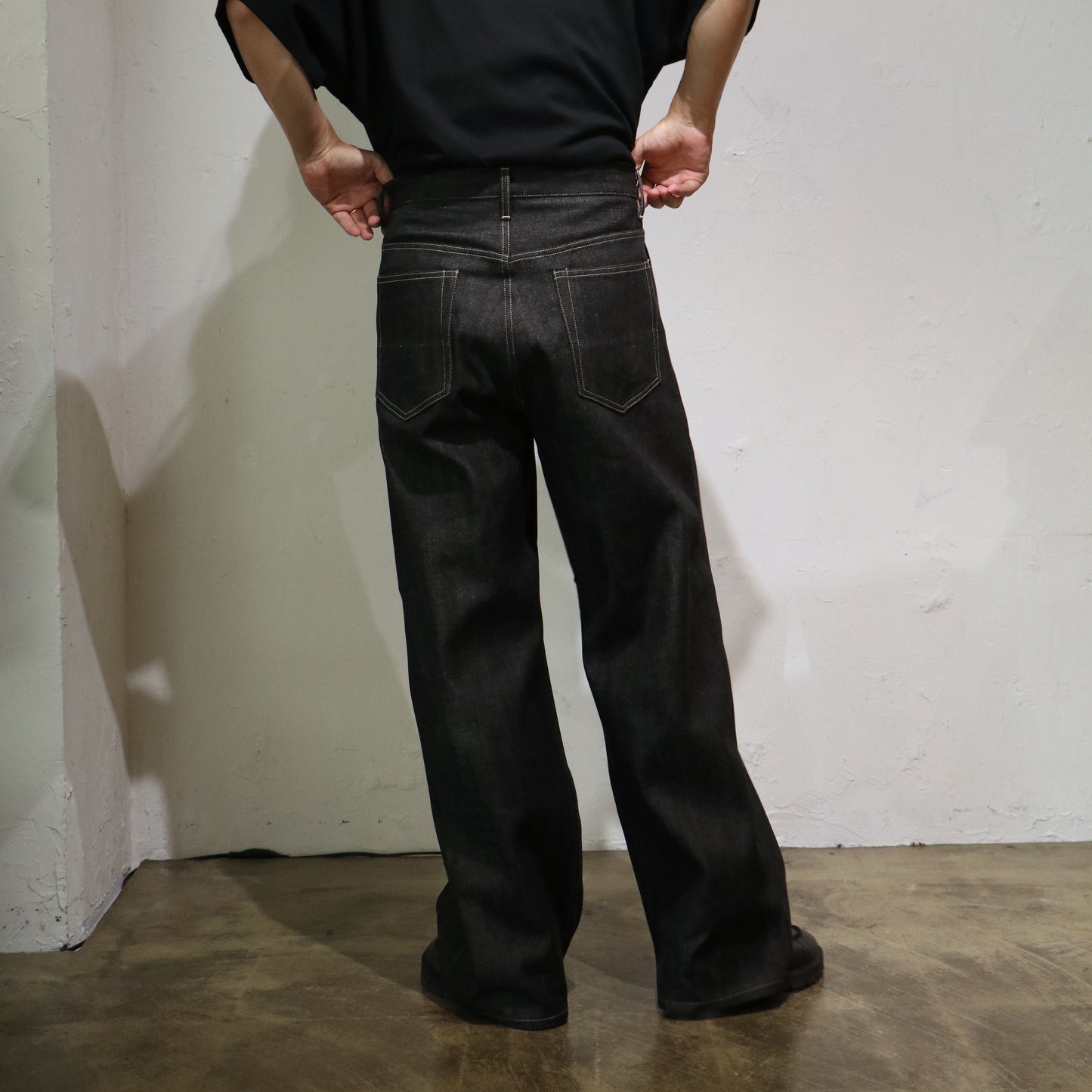 Wide selvedge jeans - Rigid denim / Black